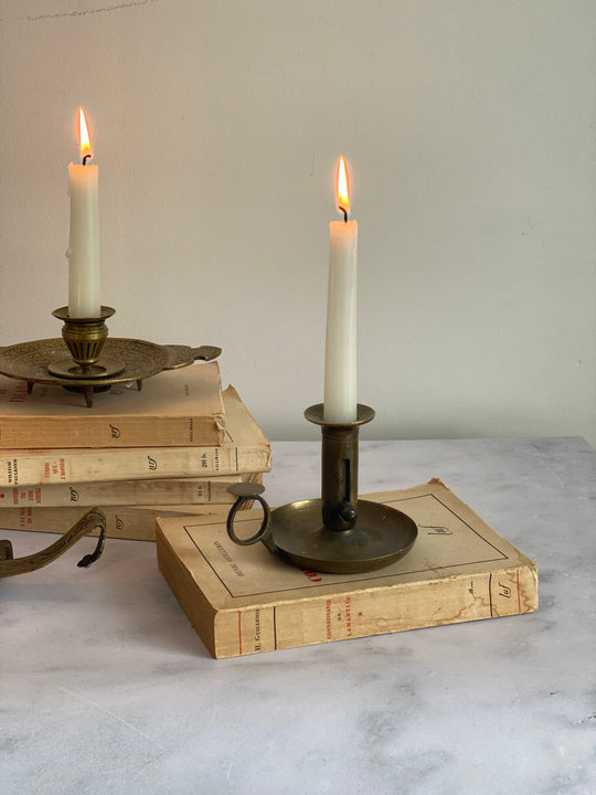 antique French brass push up chamberstick