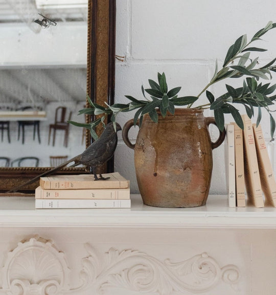 antique French terra cotta confit pot