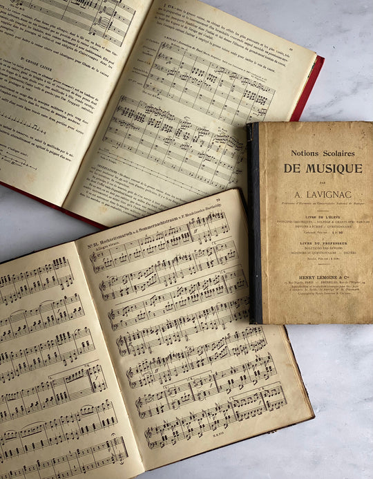 antique French music books, set of three