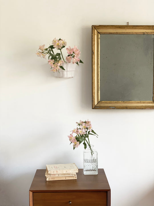 19th century French “faience” flower frog wall sconce vases, set of two