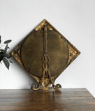 vintage cast iron & brass beveled mirror