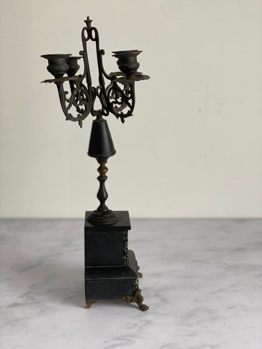 antique French marble and cast iron Napoleon III fireplace candelabra