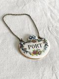 vintage French crystal decanter and liquor tag