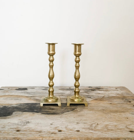 pair of french vintage brass candlesticks ii
