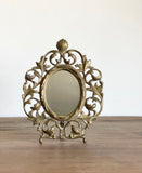 vintage French ornate brass mirror