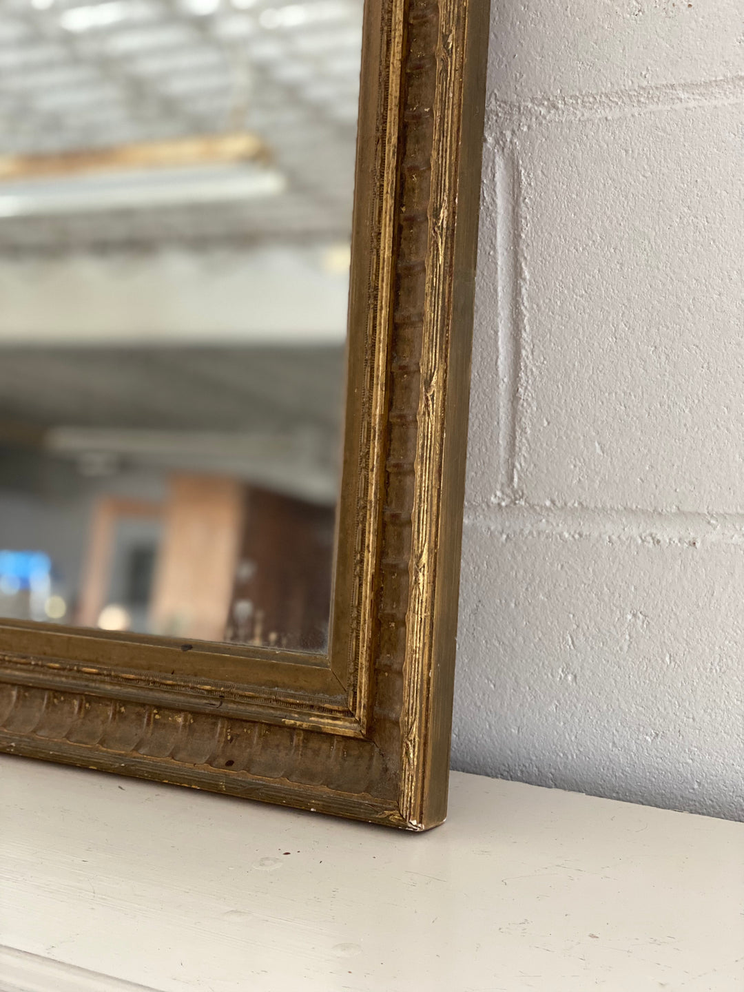 antique french Louis XV gilt wood mirror with cornice