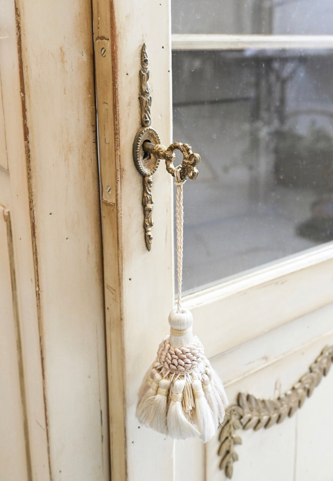 vintage french petite glass door cabinet