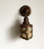 arts & crafts slag glass wall sconce armed lamp, set of two
