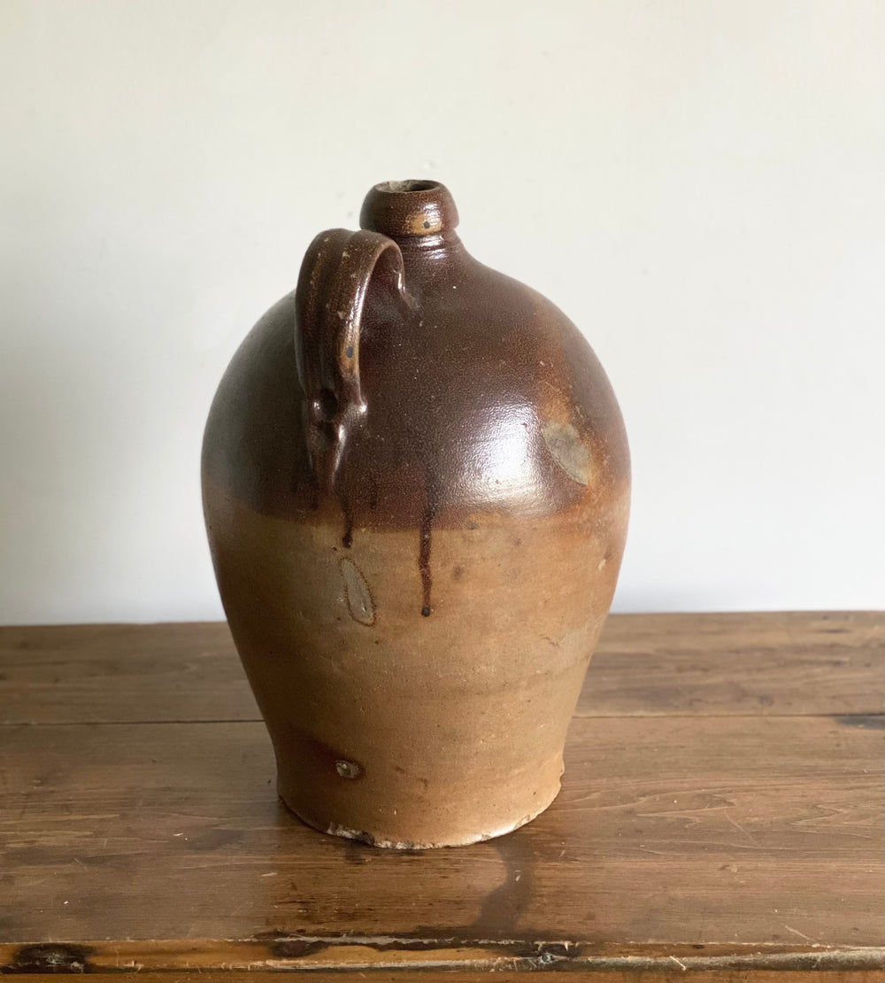 antique two tone stoneware bottle
