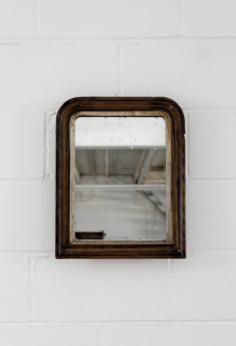 petite antique French louis philippe mirror with faux woodgrain finish