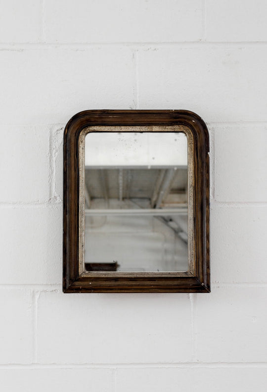 petite antique French louis philippe mirror with faux woodgrain finish