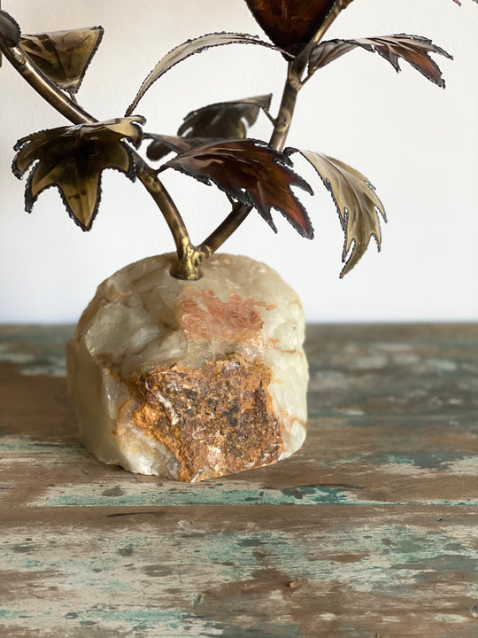 vintage metallic leaf lamp with salt base
