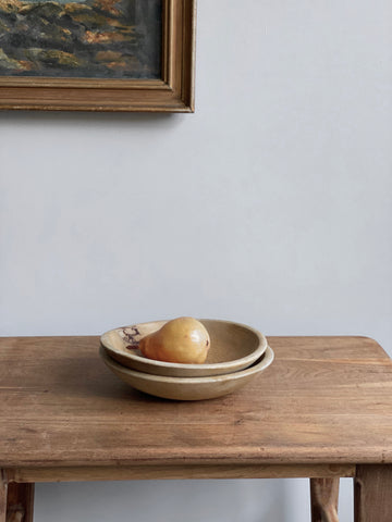 vintage hand carved wood bowls, set of 2