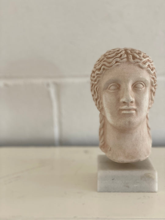 vintage french stone bust on marble base