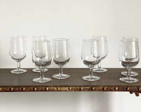 set of 8 vintage French wine glasses