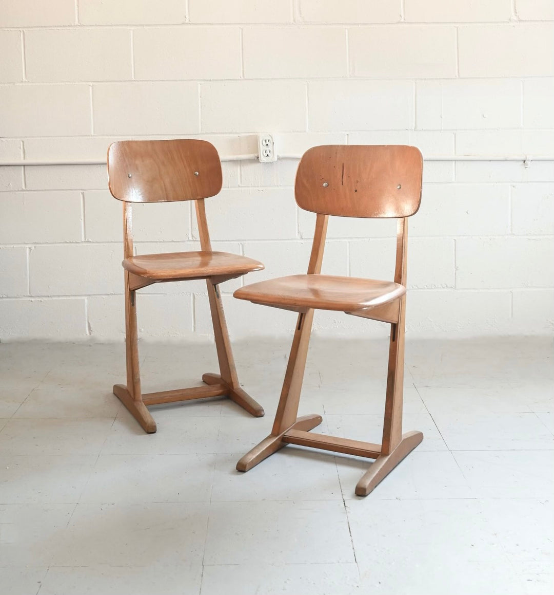 set of 6 midcentury Casala beech dining chairs