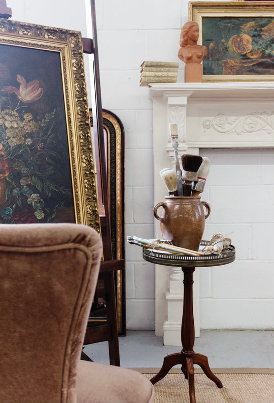 antique french marble top & walnut martini table