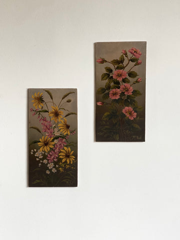 pair of floral paintings