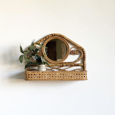 vintage bamboo shelf with mirror