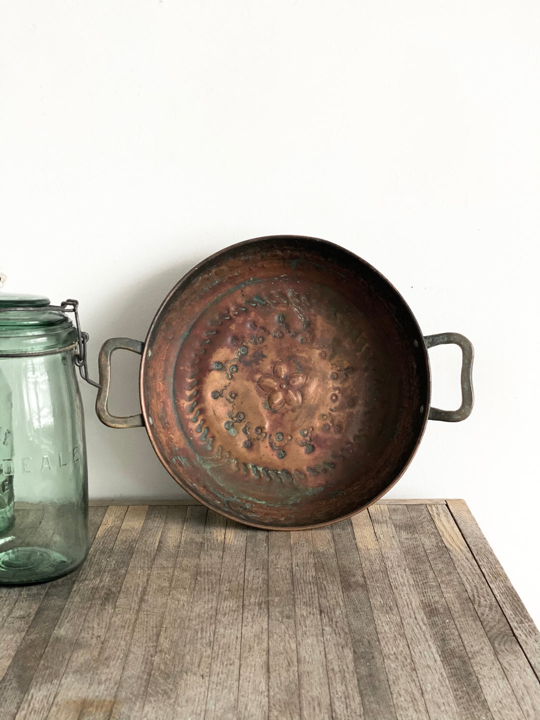 hand forged antique copper pan