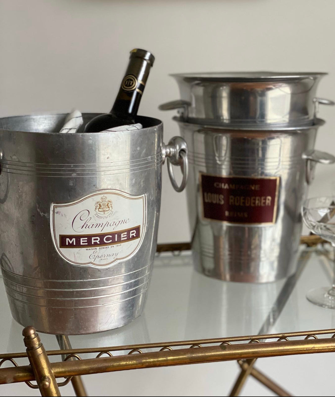 vintage French aluminum champagne buckets