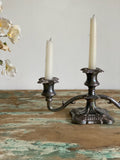 vintage silver plated three taper candelabra