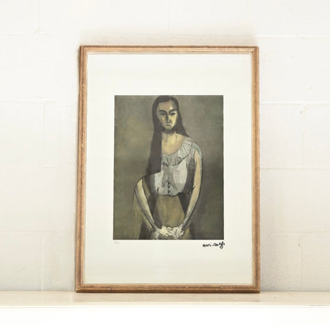 framed vintage numbered print, “the Italian woman” by Matisse