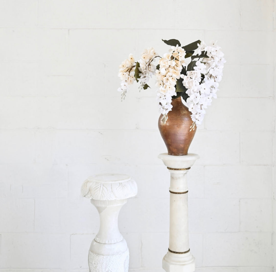 vintage french  marble pedestal with brass details