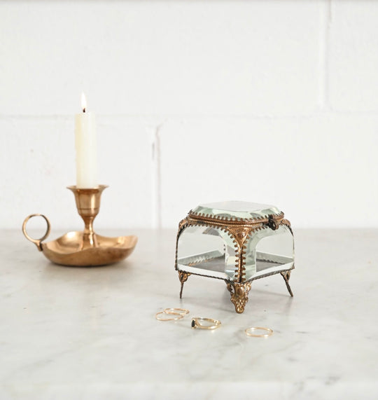 antique French gilt brass and ormolu bijoux casket