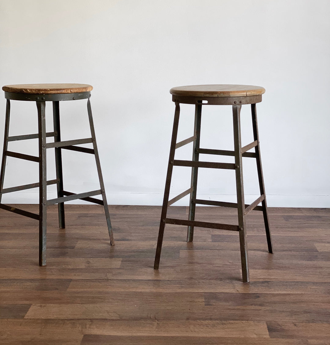pair of vintage industrial stools