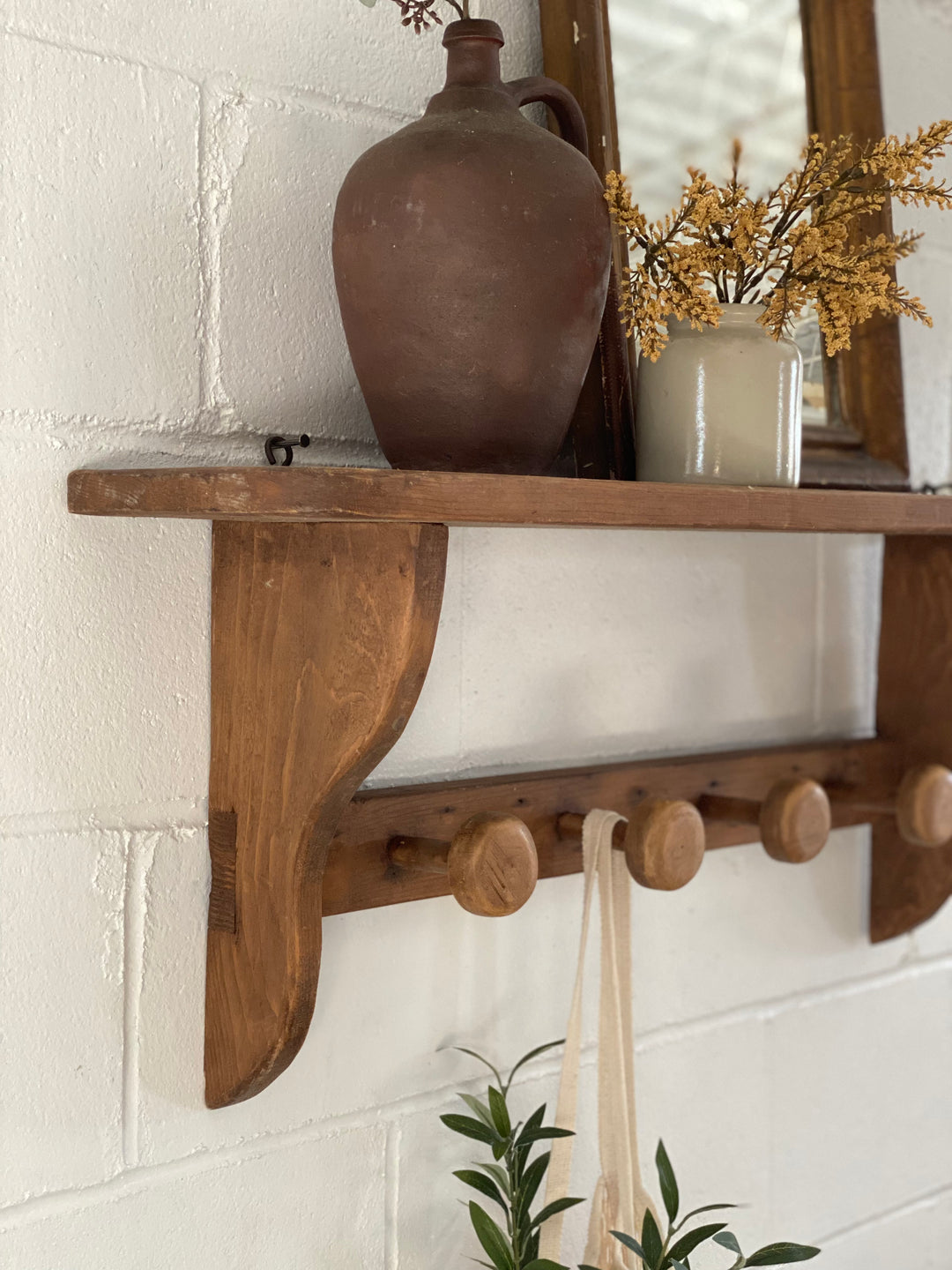 vintage French hallway coat rack and shelf