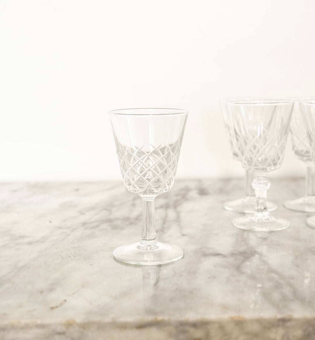 vintage French dessert glasses, set of 6