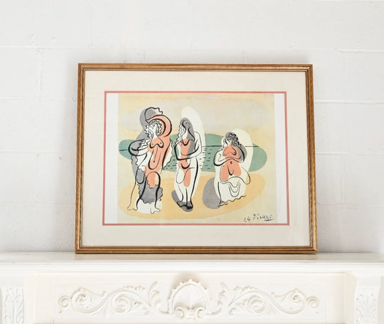 Framed vintage print, “les trois bagneuses” by Picasso