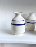 vintage blue and white vase trio