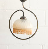 French art nouveau glass hanging lamp with fringe
