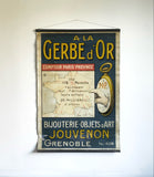 antique French zinc-backed advertising poster, “A La Gerbe d’Or”