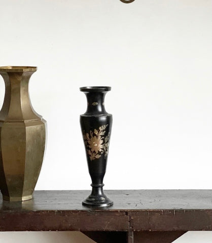 vintage silver inlay vase
