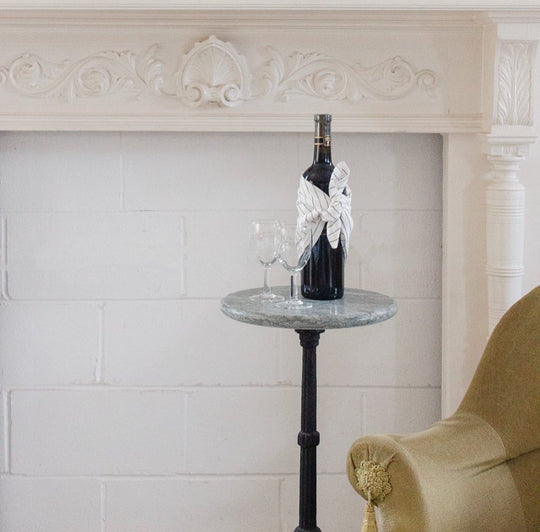 vintage French marble & cast iron petite side table