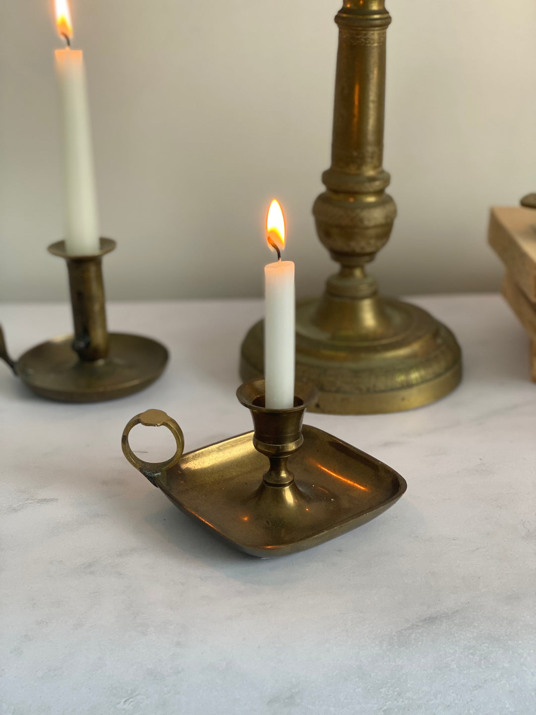 antique French brass chamberstick