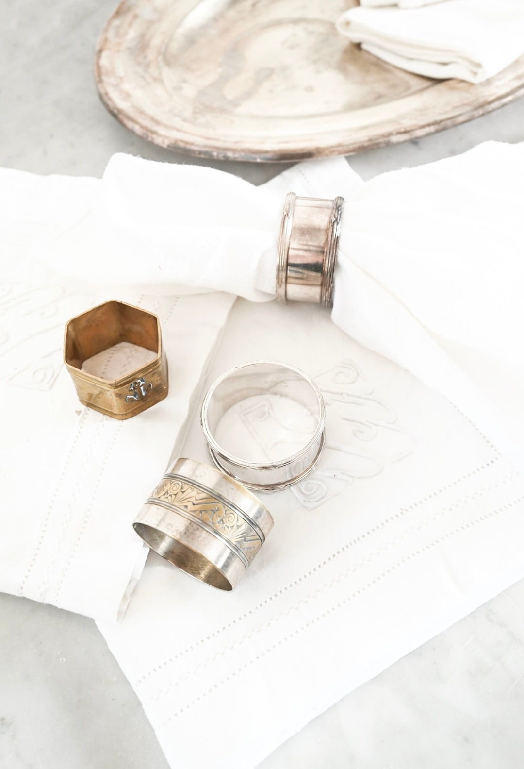 set of four vintage french napkin rings ii