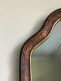 vintage shield mirror with faux tortoiseshell finish