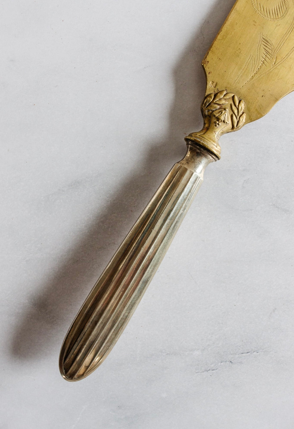 antique French art nouveau gold vermeil & silver plate cake server