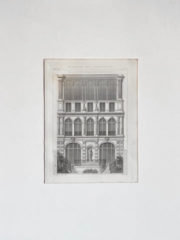 antique French architectural etching
