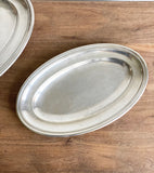 set of vintage French monogrammed silver serving trays