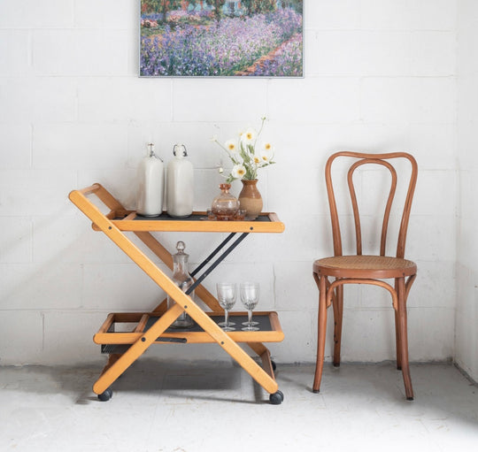 vintage wood bar cart