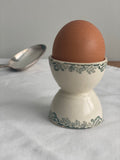 antique French porcelain transferware egg cups, set of two