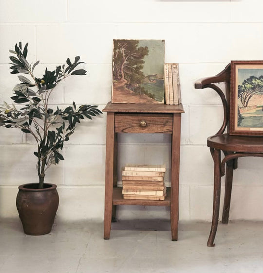 vintage french side table with drawer