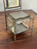 antique French beveled glass and ormolu watch stand and bijoux casket