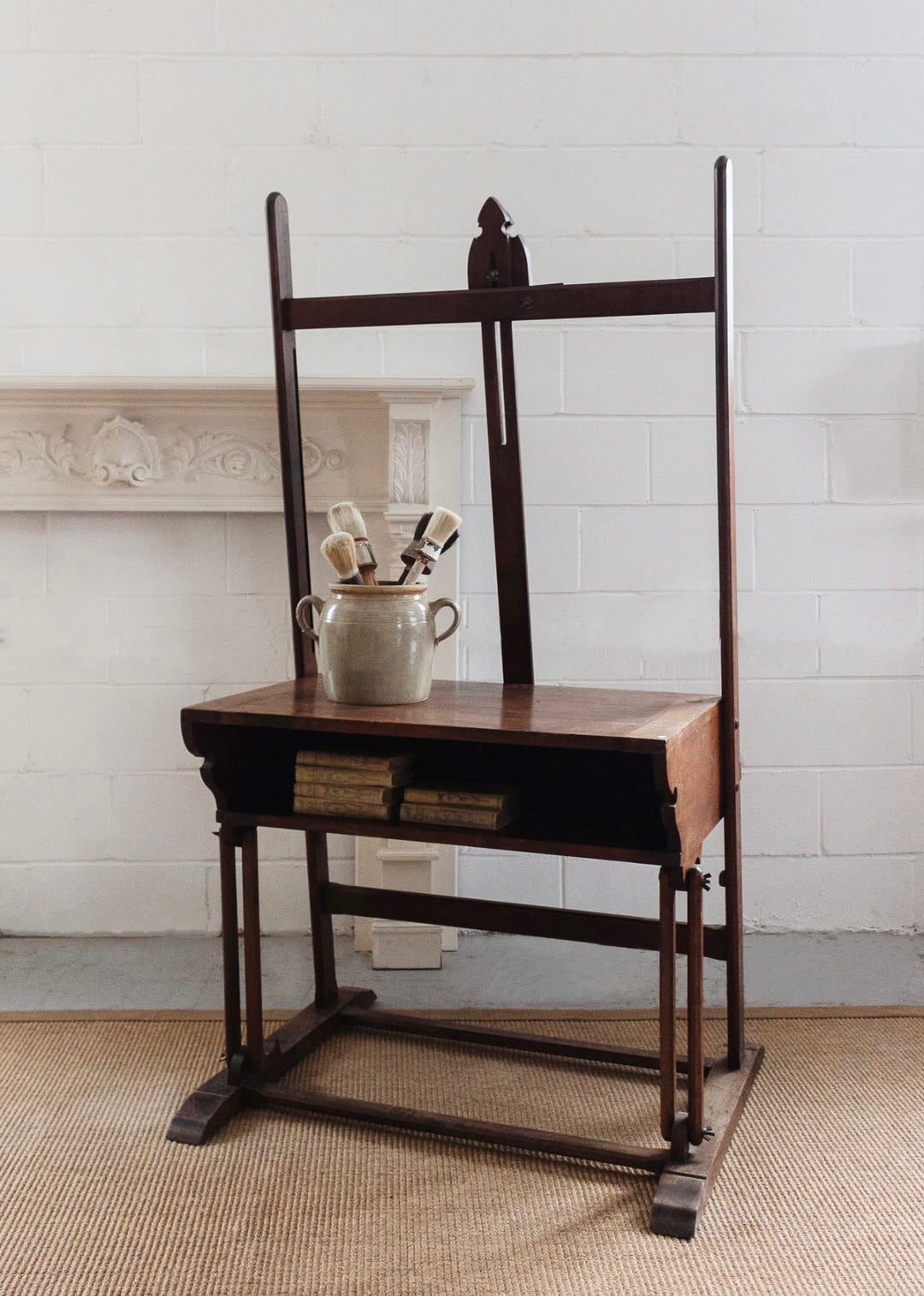 turn of the century French grande artist easel with storage