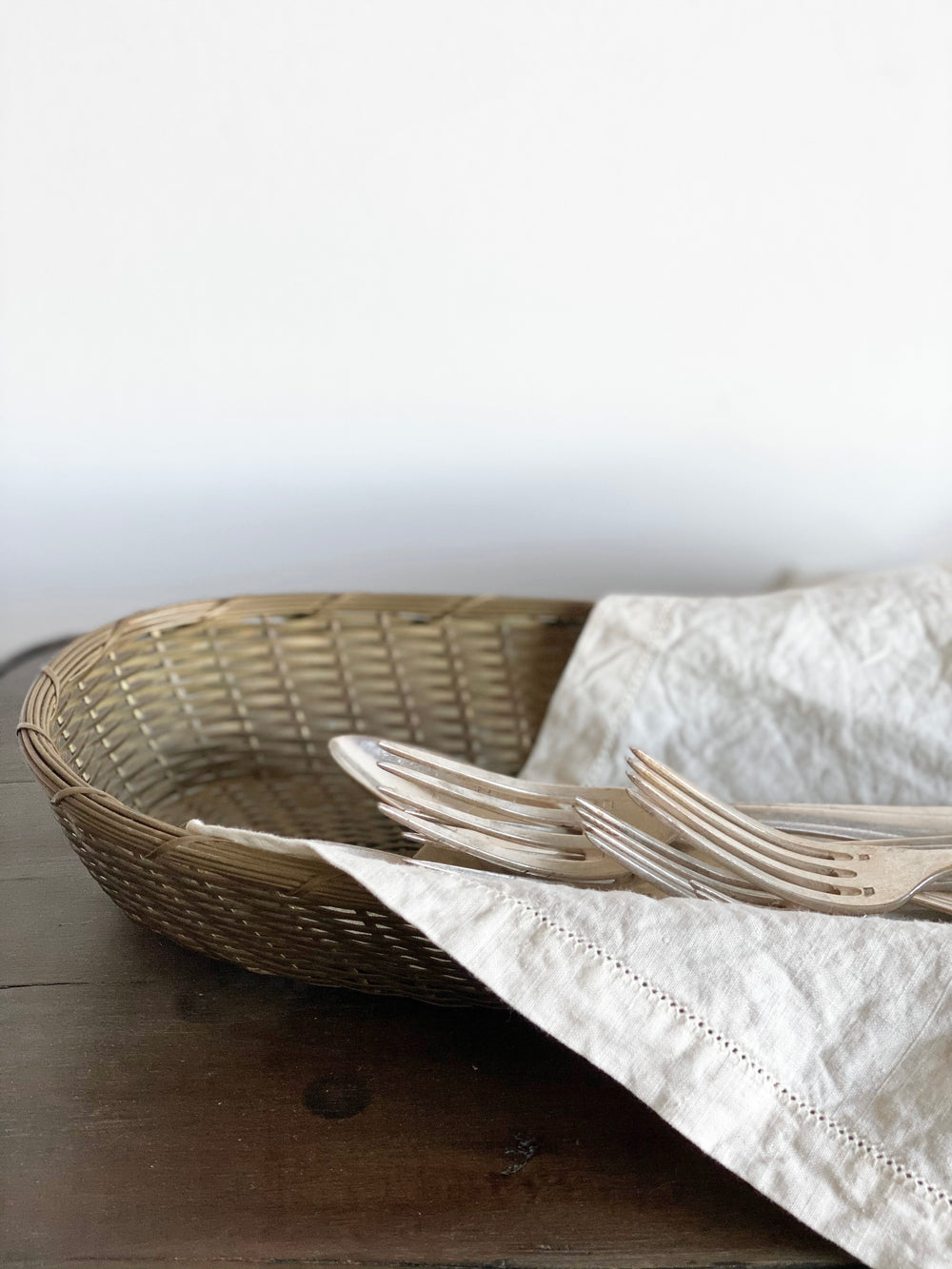 vintage woven brass basket